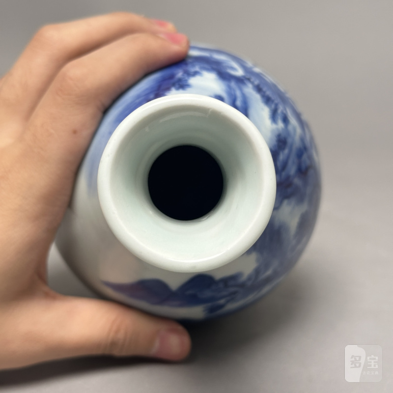 清中期 青花山水人物图玉壶春瓶 - 图7